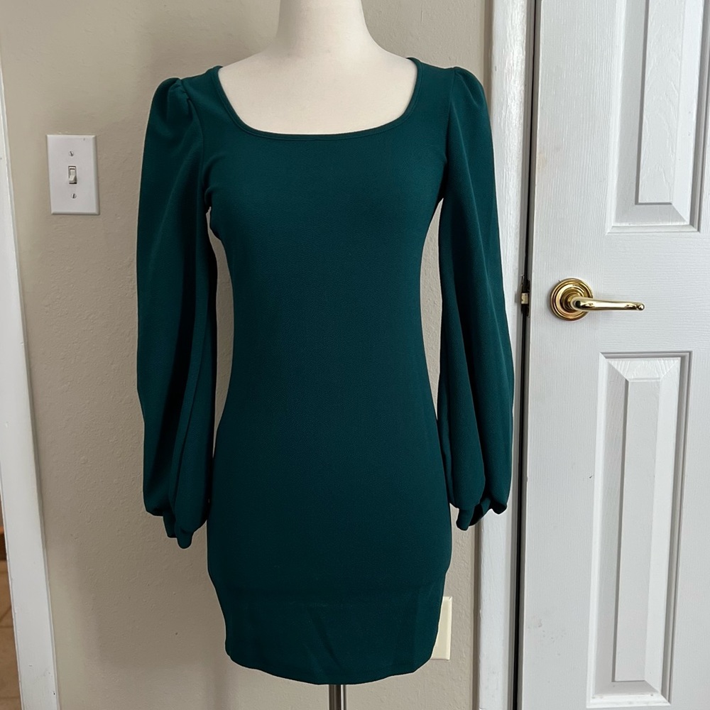 Forest Green Dress- Size XS - Long Sleeves - Fancy